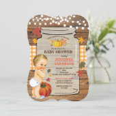 Little pumpkin baby shower invitation Rustic fall (Standing Front)