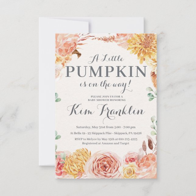 Little PUMPKIN BABY SHOWER INVITATIONS (Front)