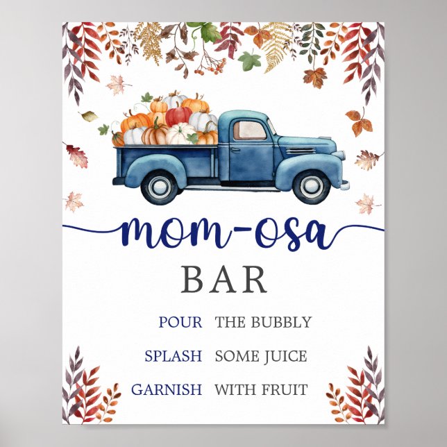 Little Pumpkin Baby Shower Mom Osa Bar Sign (Front)