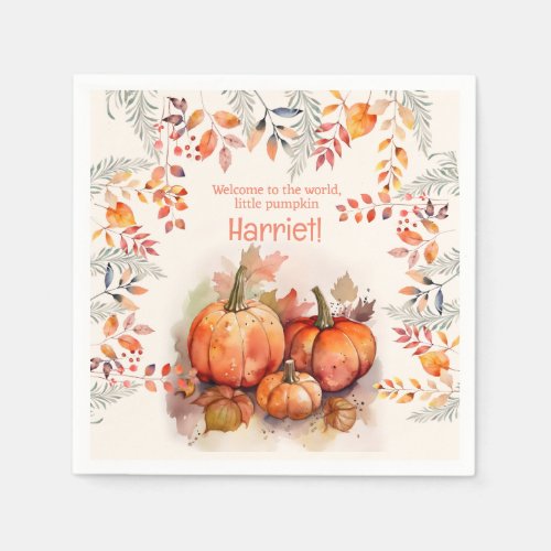 Little Pumpkin Baby Shower Napkins