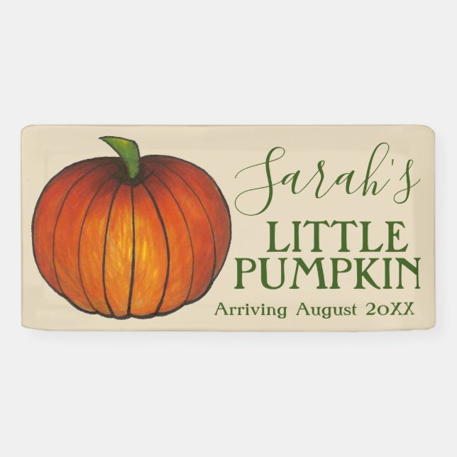 Little Pumpkin Baby Shower New Arrival Autumn Fall Banner (Horizontal)