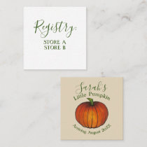 Little Pumpkin Baby Shower New Arrival Autumn Fall Enclosure Card