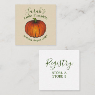 Little Pumpkin Baby Shower New Arrival Autumn Fall Enclosure Card