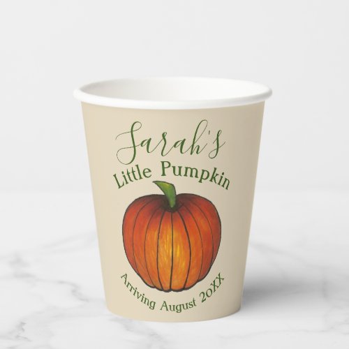 Little Pumpkin Baby Shower New Arrival Autumn Fall Paper Cups