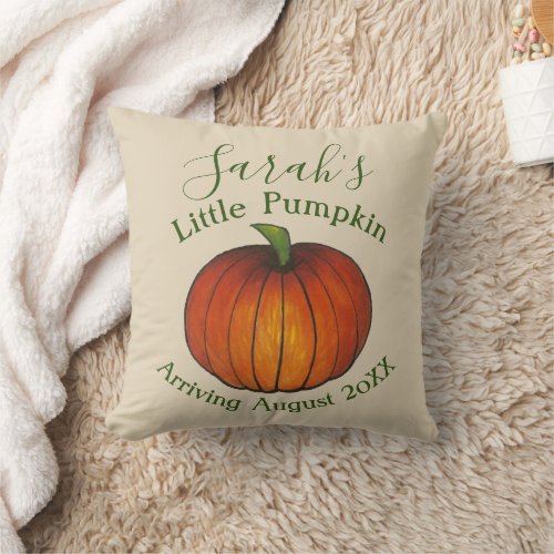 Little Pumpkin Baby Shower New Arrival Autumn Fall Throw Pillow