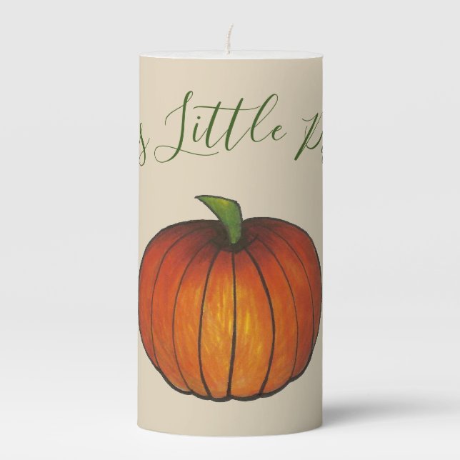 Little Pumpkin Baby Shower New Arrival Centerpiece Pillar Candle (Front)