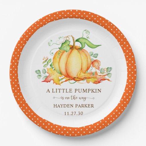 Little Pumpkin Baby Shower Paper Plate