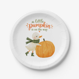 Little Pumpkin Baby Shower Paper Plate