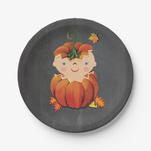 Little Pumpkin Baby Shower Paper Plates