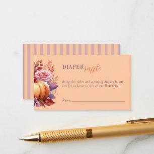 Little Pumpkin Baby Shower Peach Diaper Raffle Enclosure Card