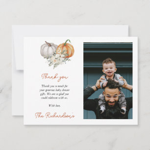 Little Pumpkin Baby Shower Photo Thank You Card