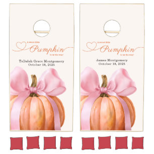 Little Pumpkin Baby Shower – Pink Bow Fall Cornhole Set
