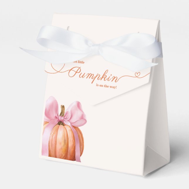 Little Pumpkin Baby Shower – Pink Bow Fall  Favor Boxes (Front Side)