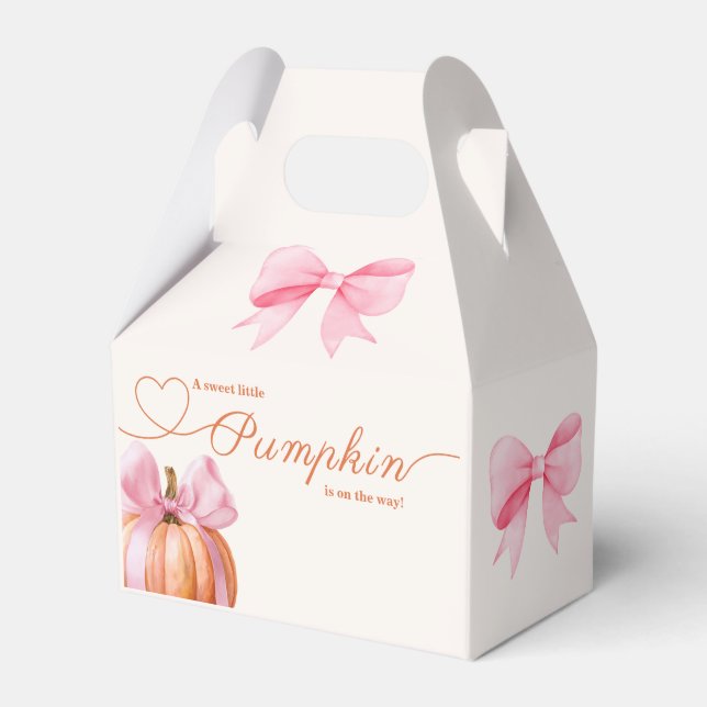 Little Pumpkin Baby Shower – Pink Bow Fall  Favor Boxes (Front Side)