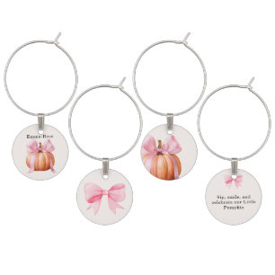 Little Pumpkin Baby Shower – Pink Bow Fall Wine Charm