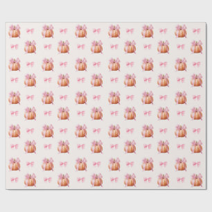 Little Pumpkin Baby Shower – Pink Bow Fall Wrapping Paper
