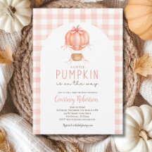 Little Pumpkin Baby Shower Pink Gingham 