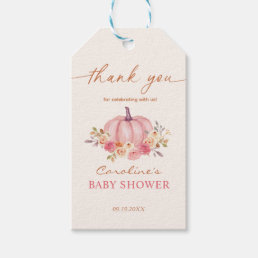 Little Pumpkin Baby Shower Pink Girl Gift Tags