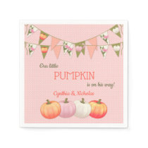 Little Pumpkin Baby Shower Pink Peach Ivory Napkins