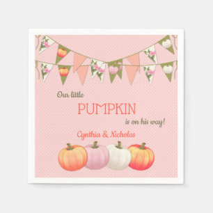 Little Pumpkin Baby Shower Pink Peach Ivory Napkins