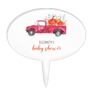 Little Pumpkin Baby Shower Red Truck Fall Autumn Cake Topper