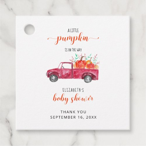 Little Pumpkin Baby Shower Red Truck Fall Autumn  Favor Tags