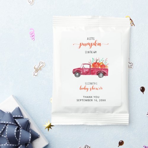 Little Pumpkin Baby Shower Red Truck Fall Autumn  Hot Chocolate Drink Mix