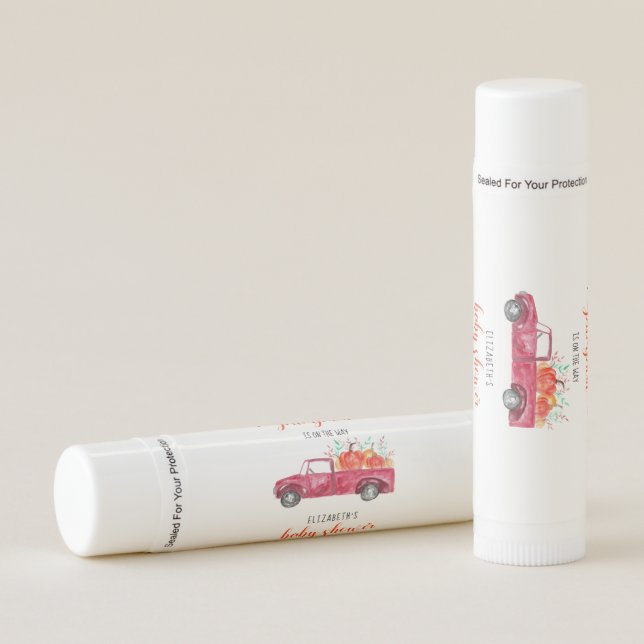 Little Pumpkin Baby Shower Red Truck Fall Autumn Lip Balm (Front)