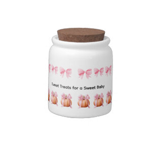 Little Pumpkin Baby Shower Ribbon – Pink Bow Candy Jar