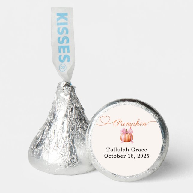 Little Pumpkin Baby Shower Ribbon – Romantic Salem Hershey®'s Kisses® (Front)