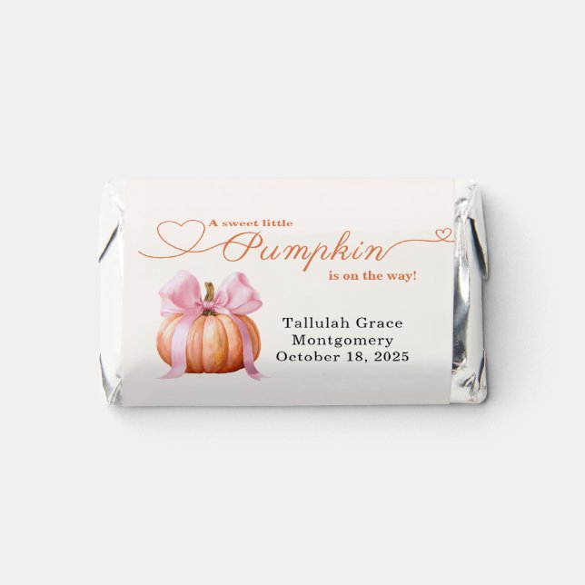 Little Pumpkin Baby Shower Ribbon – Romantic Salem Hershey's Miniatures (Front)