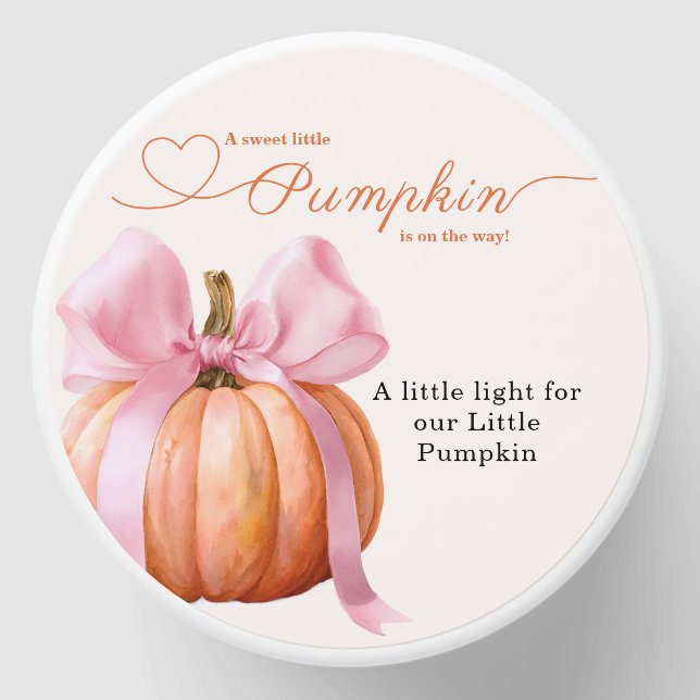 Little Pumpkin Baby Shower Ribbon – Romantic Salem Mini Candle Favors (Front)
