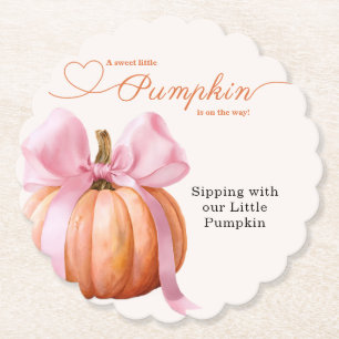 Little Pumpkin Baby Shower Ribbon – Romantic Salem Paper Coaster