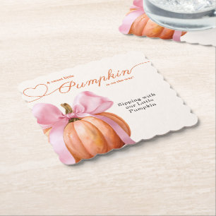 Little Pumpkin Baby Shower Ribbon – Romantic Salem Paper Coaster