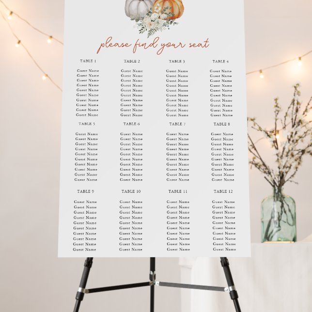 Little Pumpkin Baby Shower Seating Chart Foam Board (In Situ (Stand))