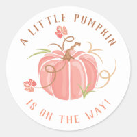 Little Pumpkin Baby Shower Sticker Girl