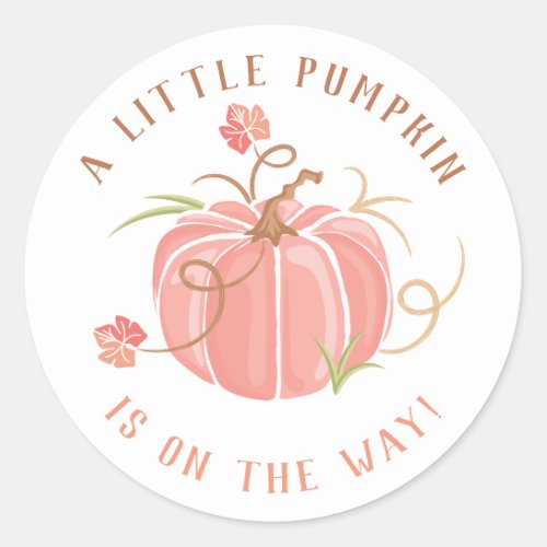 Little Pumpkin Baby Shower Sticker Girl