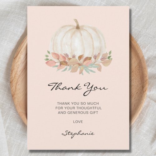 Little Pumpkin Baby Shower Thank You Card