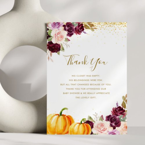 little pumpkin baby shower thank you card