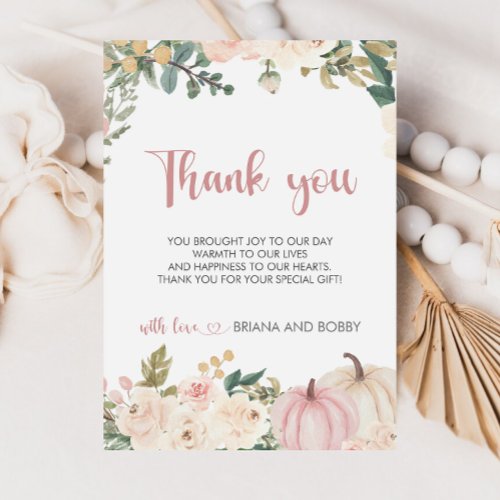 Little Pumpkin Baby Shower Thank You Card