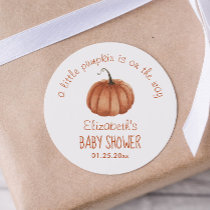 Little Pumpkin  Baby Shower Thank You Classic Round Sticker