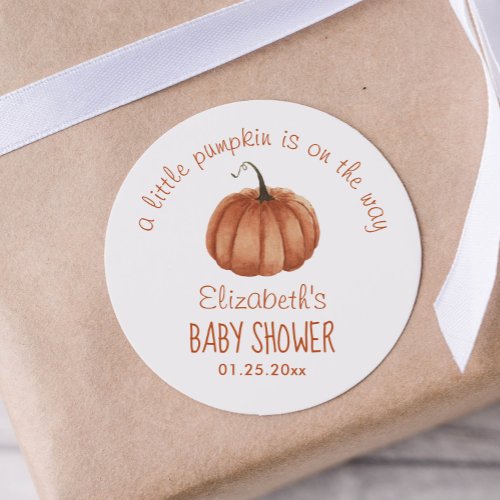 Little Pumpkin  Baby Shower Thank You Classic Round Sticker