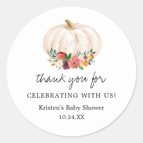 Little Pumpkin Baby Shower Thank You Classic Round Sticker
