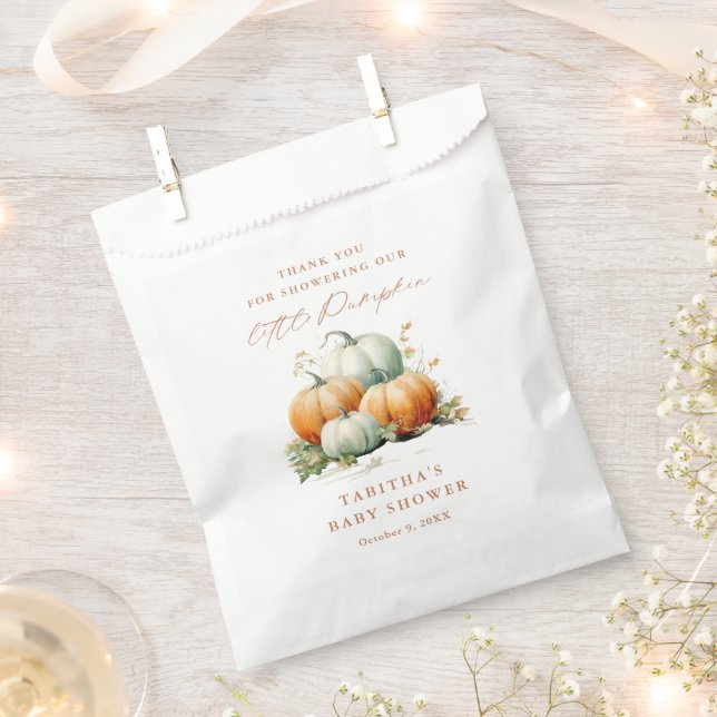 Little Pumpkin Baby Shower Thank You  Favor Bag (Clipped)