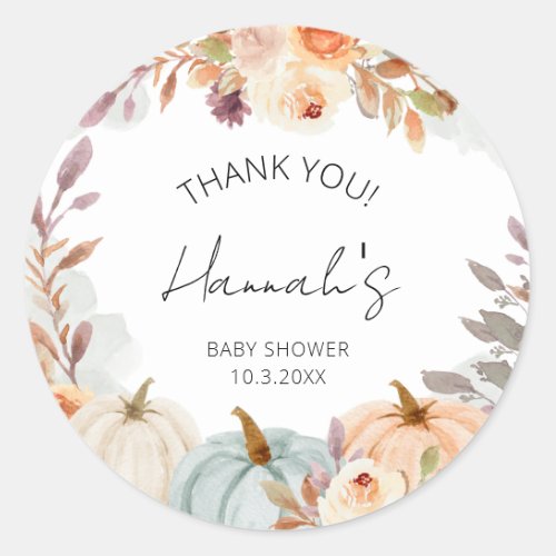 Little Pumpkin Baby Shower Thank You Favor Classic Round Sticker