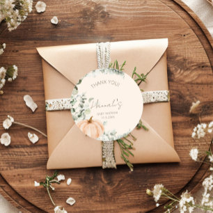 Little Pumpkin Baby Shower Thank You Favor Classic Round Sticker