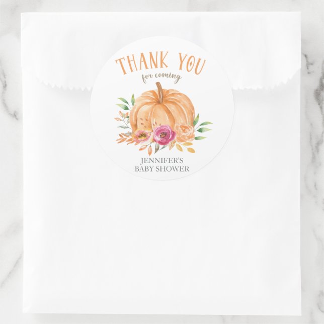Little Pumpkin Baby Shower Thank You Favor Classic Round Sticker (Bag)