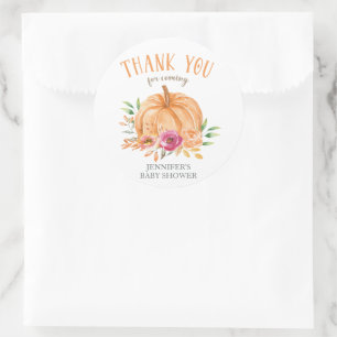 Little Pumpkin Baby Shower Thank You Favor Classic Round Sticker
