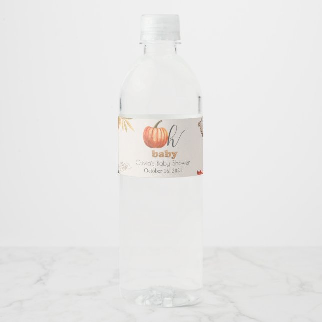 Little Pumpkin Baby Shower Water Bottle Label (Front)