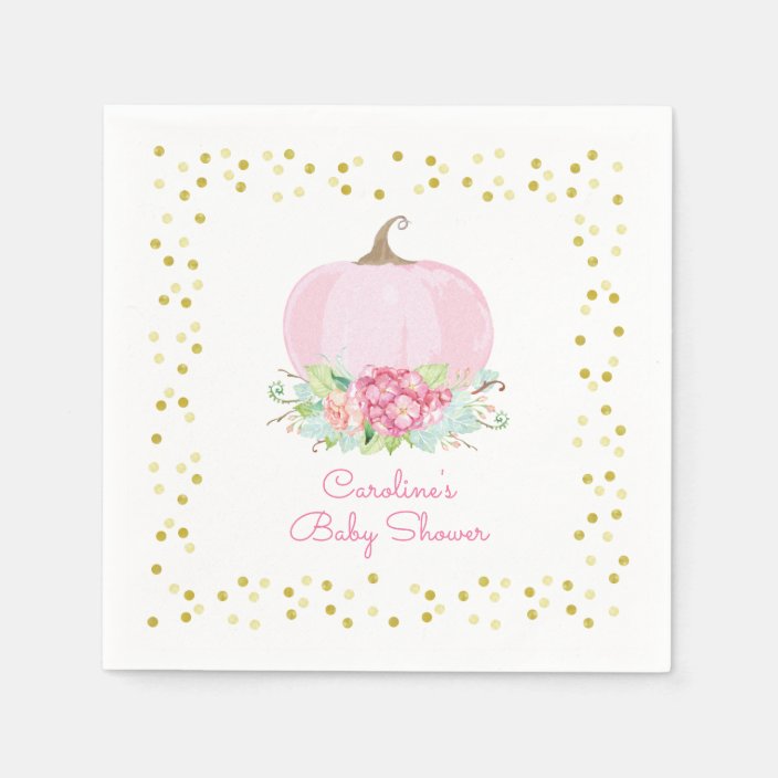 little pumpkin baby shower watercolor pink gold napkins zazzle com